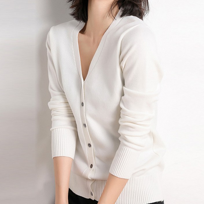 페이퍼먼츠 여성용 베이직 브이넥 빅사이즈 가디건 11252