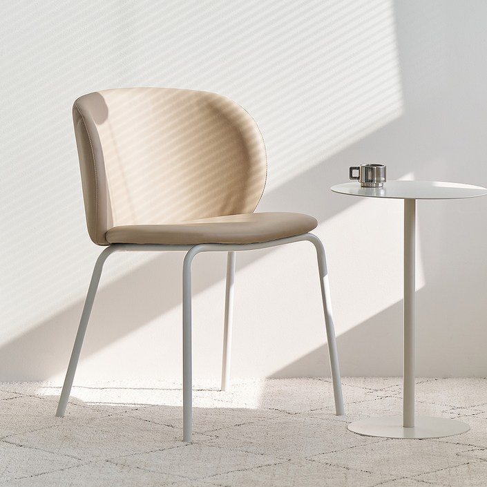 메종드꼼마 프리미엄 레더 스칸딕체어 식탁의자 2개 세트, 파우더베이지