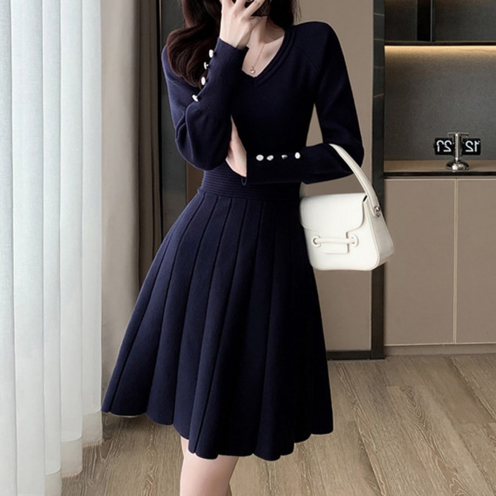 포플러앤씨 여성용 헤일트 A라인 니트 원피스 P25WOPS091929