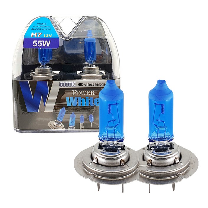 파워화이트 5000K 12V 55W 램프 2p, 1세트, H7 파워화이트 5000K 12V 55W 램프 2p, 1세트, H7