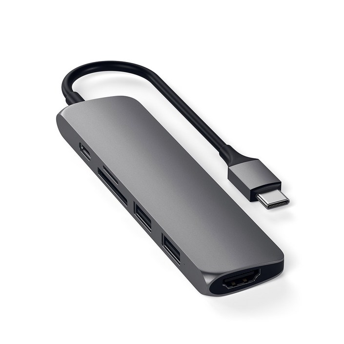사테치 USB C타입 6in1 알루미늄 슬림 맥북 멀티 허브 어댑터