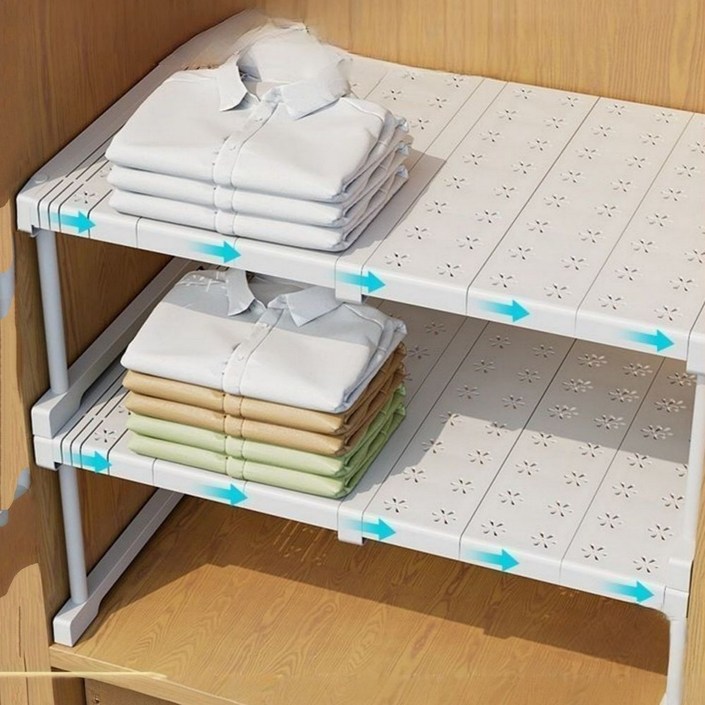 [빅멀티샵] 적층형 길이조절 옷장 정리함, 1개, 대형 흰색 47~68