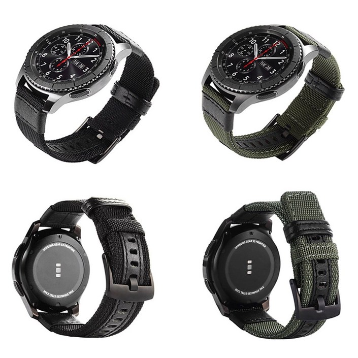갤럭시 워치 42MM 46MM 아웃도어 가죽 시계줄 스트랩 밴드 줄질 R810R815R800R805 호환, 블랙