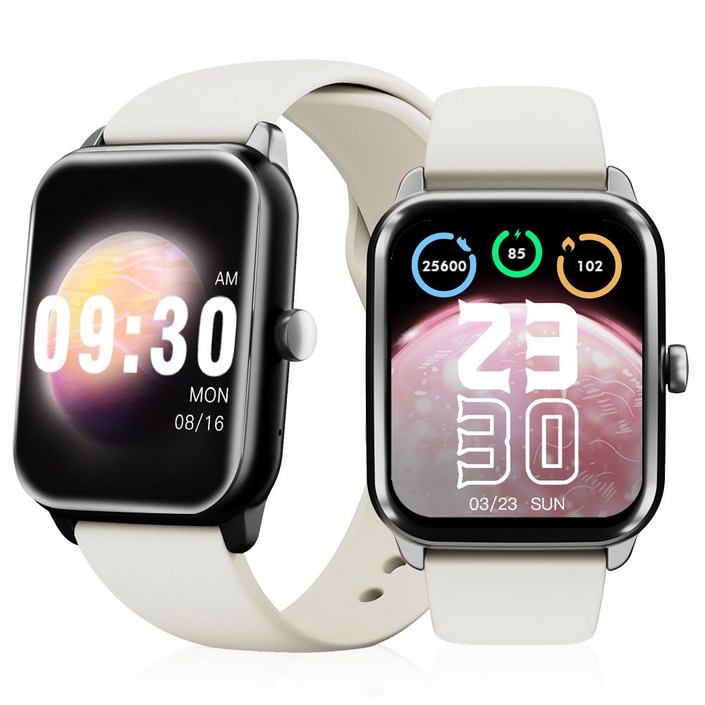 ebeiya 통화가능 스마트워치 대화면 운동측정 알림 확인 가능한, 블루투스, 4.65cm, 베이지