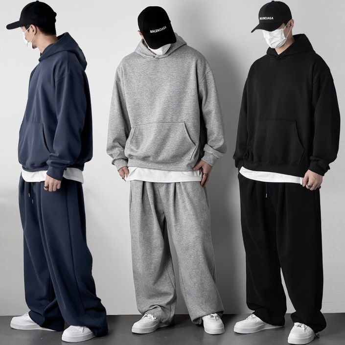 오프앤 탄탄 남자 오버핏 후드 트레이닝복 츄리닝 세트
