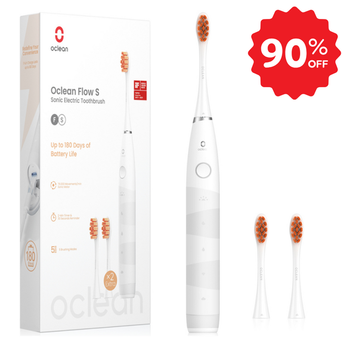 한정특가 28900원 오클린 Oclean Flow 음파전동칫솔본체칫솔모 3개 1년 2번만 충전 분당 76000회 IPX7방수, 화이트세트, 1개, 화이트