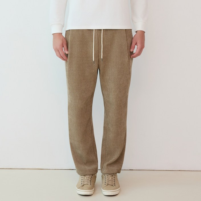 라파클럽 남녀공용 코듀로이 원턱 밴드 롱 팬츠 일자 핏 바지