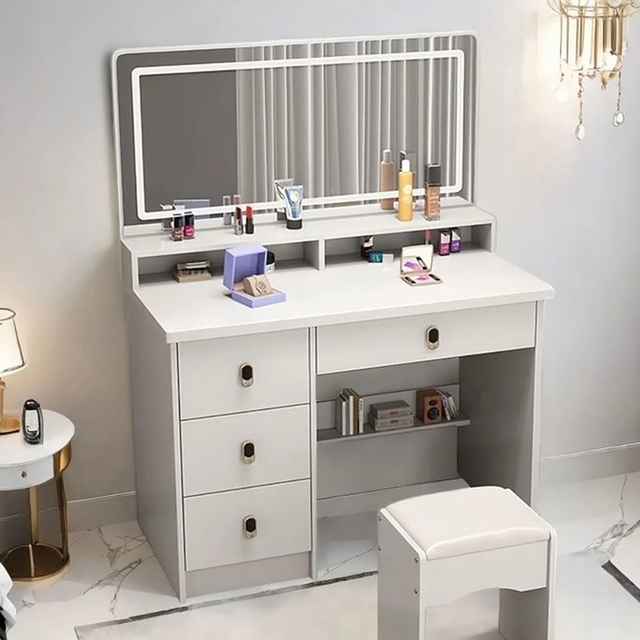원룸 수납형 화장대사각화장 거울 세트 침실 심플 다용도 서랍장