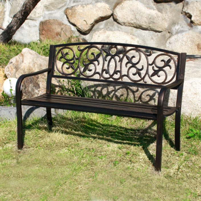 [당일발송] 샤인 2인용 철제벤치 정원 가든 포토존 야외벤치