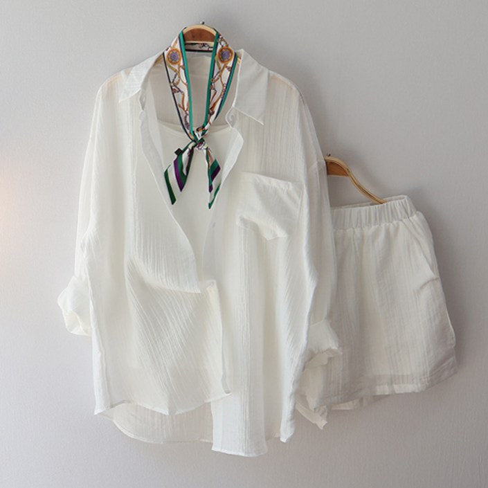 긴팔 남방 밴딩 반바지 줄리 셔츠 투피스 세트