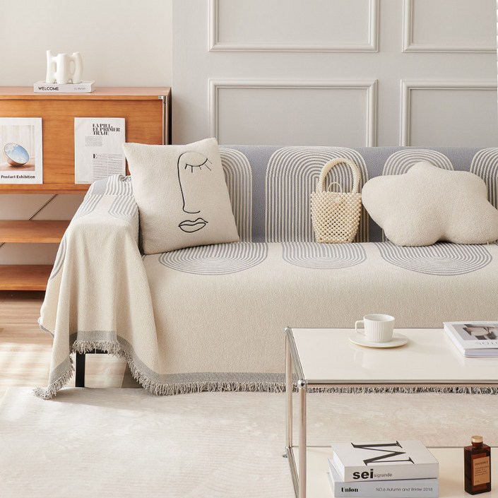 사계절 부드러운 베이직 북유럽 쇼파커버 미끄럼방지 스트라이프 전방위 소파커버