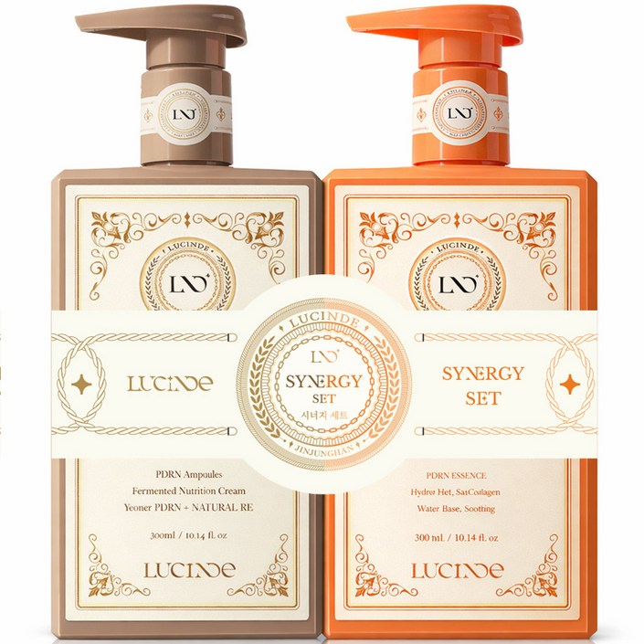 뤼산드 PDRN 연어발효 앰플크림 300ml 1개 + 소몽 에센젤 300ml 1개 시너지 반반 로션 세트, 1개