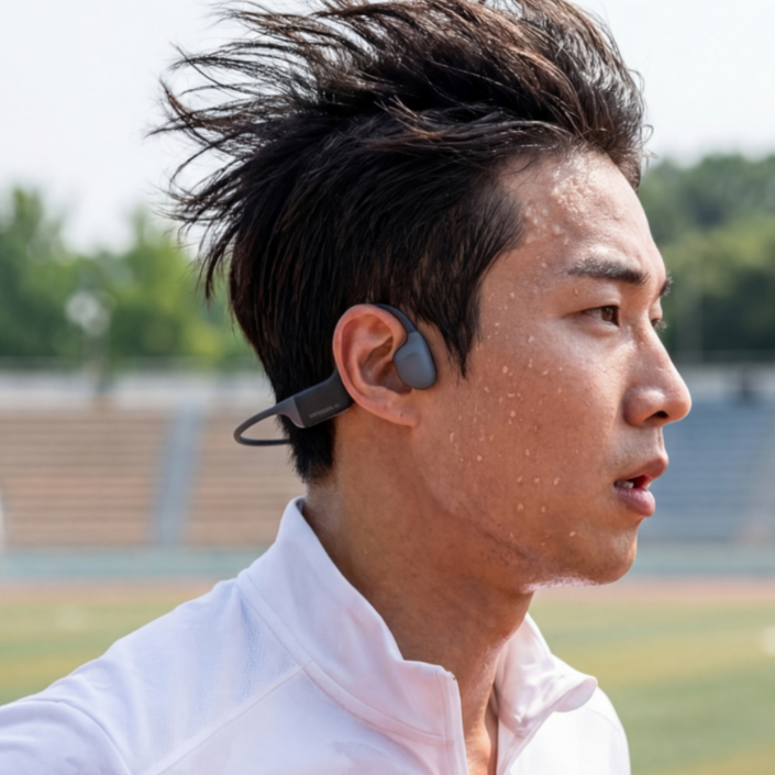 재피렉스 블루투스 골전도 무선 이어폰 수영 자전거 러닝 운동용 오픈형 안티바이브, 블랙 그레이, ZRR1