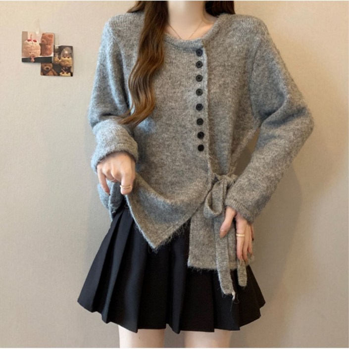 COSYEVNO  여성용 스웨터 겨울 라운드 빅 사이즈 최신 루즈핏 심플 모던 캐주얼 탑 CXJmy1