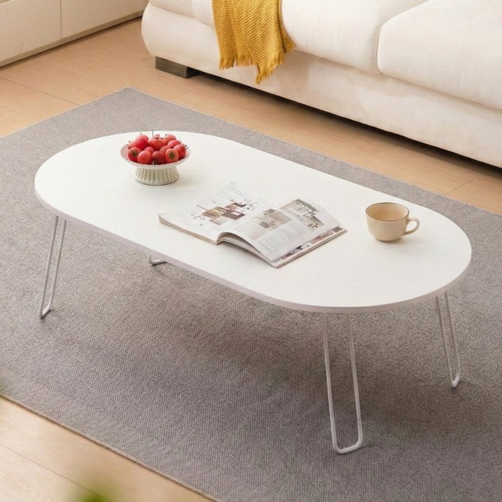 소프트엣지 타원형 접이식 좌식 테이블