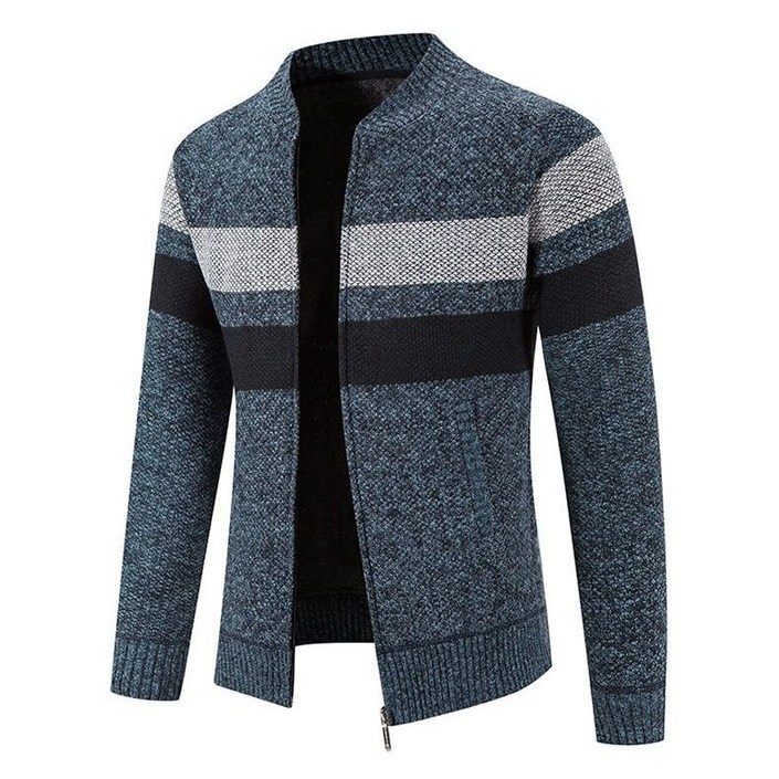 보그핏 M6238 앤푸가디건  남성 겨울 스탠드 카라 스트라이프 기본핏 니트 집업 가디건 상의