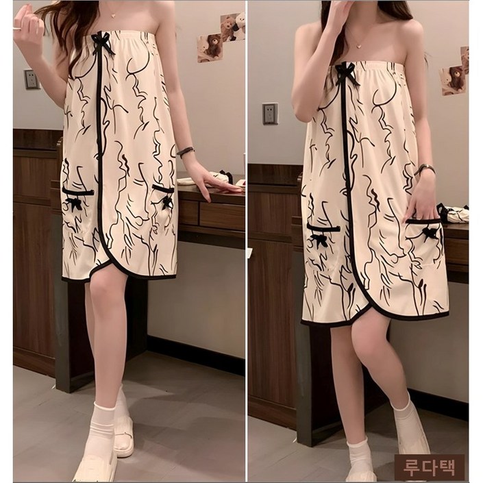 루다택 여성 골프 샤워가운, 1개, 그래피티 다크