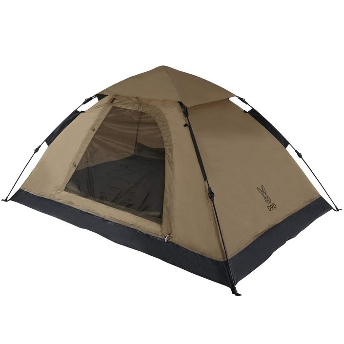 DOD 도플갱어 2인용 원터치 텐트 캠핑 피크닉용 T2-629(황갈색 검정색) 방수 텐트, 연한 갈색