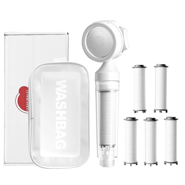 YONIVI 파워수압 여행용 샤워필터 샤워기헤드 본품세디먼트 필터 6p, 화이트, 1개