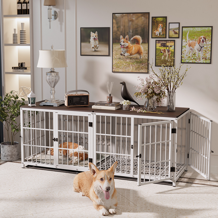 BingoPaw 강아지 원목 사각 케이지 철장 나무집 가구 하우스 튼튼한 무한한 연장 가능