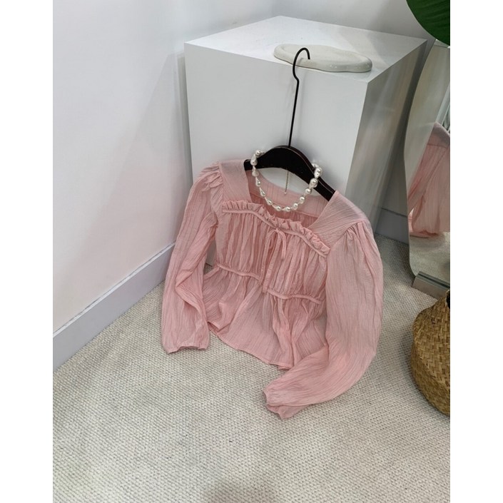 브리치 씨샵인더룸  게티 리본 셔링 퍼프 스퀘어넥 블라우스 4color