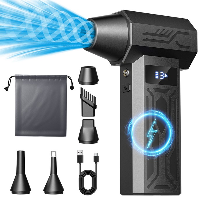 Coowin쿠윈 초강력 무선 에어건 300000RPM LED 조명 배터리 잔량 표시휴대용 포켓캠핑자동차 청소 세차 물기 제거 다용도