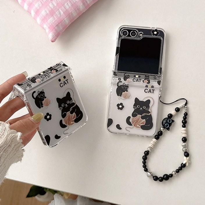 [힌지보호/z플립7추가] 귀여운 털실 고양이 투명 제트플립케이스 동물 귀여운 데일리 커플 플립3 플립4 플립5 플립6 플립7 갤럭시 지플립4 지플립3 지플립5 지플립6 지플립7
