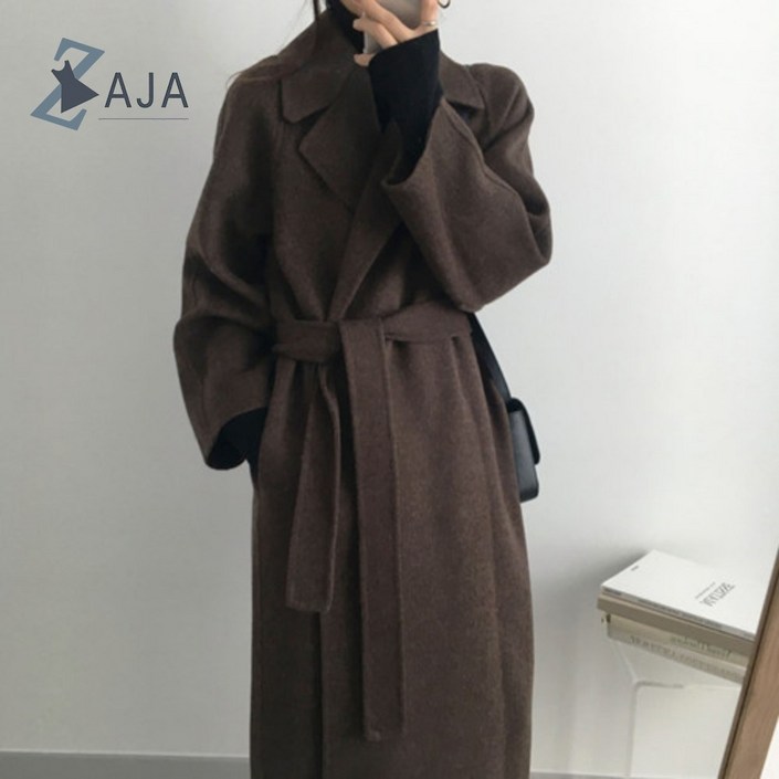 ZAJA 여성 가을겨울 미디엄 핏 오버핏 편안한 트렌치 코트