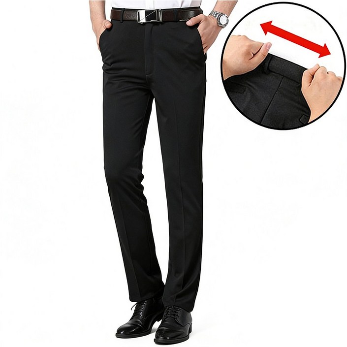 차쿠 남성 정장 바지 고탄력 스판 바지 기지 바지 슬랙스 허리밴딩 직장인바지 중년 빅사이즈 하계 춘계 동계 4계절