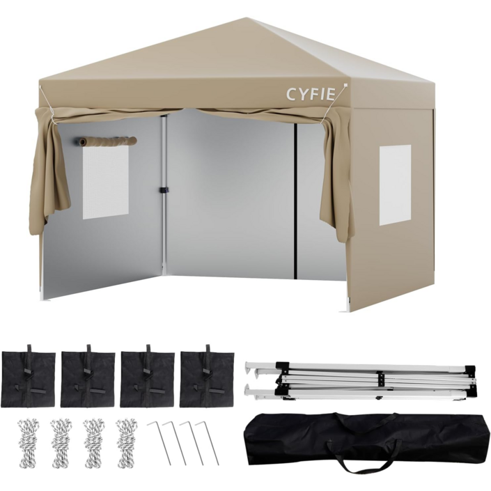 접이식 캐노피 야외 캠핑 천막 행사용 이동식 테라스 바람막이 학교 운동회, 카키