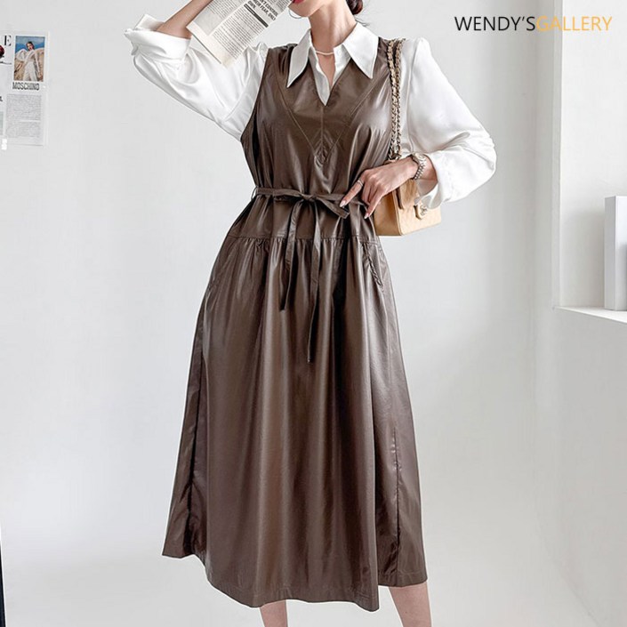 [웬디즈갤러리]나탈리 인조가죽 민소매 원피스 SOP101