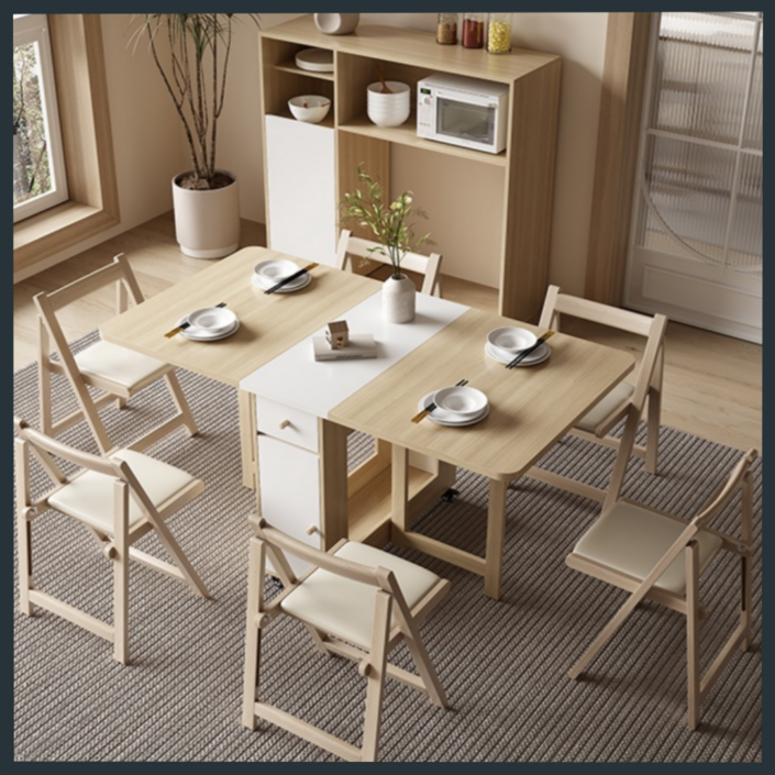 에어가구 이동식 확장형 식탁 접이식 아일랜드 식탁 세트 6인용 폴딩 주방 수납 확장