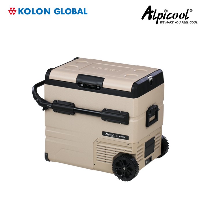 코오롱 공식판매 알피쿨 코오롱 정품 차량용냉장고 캠핑냉장고 공식AS 차량용 냉동고 37리터 56리터 휴대 이동식 차박 냉장 낚시 화물, X55, 샌드베이지
