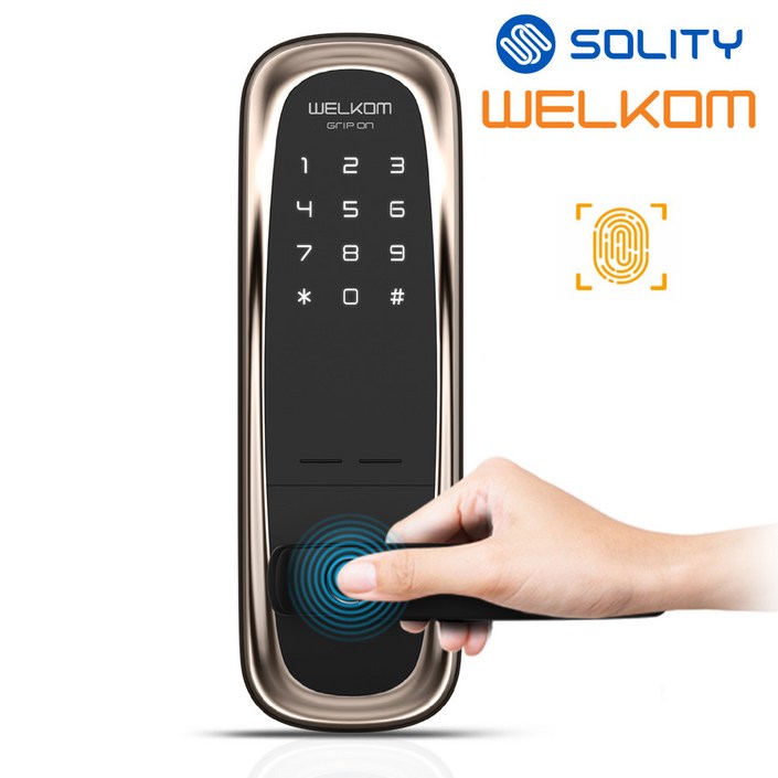 전국설치 솔리티 웰콤 그립온 무타공 지문인식번호키 블루투스옵션 즉시잠금기능 빠른지문인증0.9초 지문등록100개까지 허수기능 내부강제잠금 현관문 디지털도어락 도어록, 방문설치, 웰콤 그립온지문인식