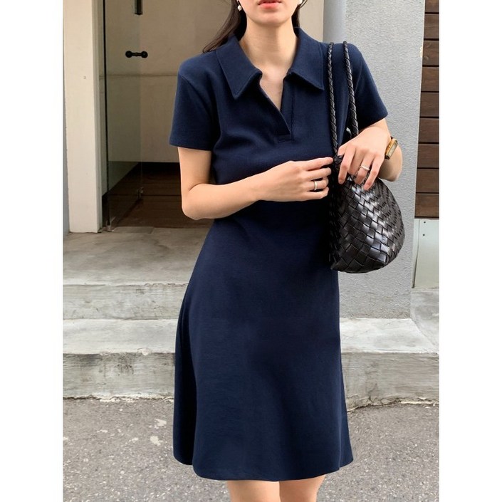 루어스룸 네시아 카라 반팔 피케 pk 반팔 여름 피케이 라인 플레어 원피스3color