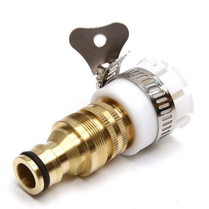 369Living 수도꼭지 연결 밴드 만능 황동 물호스 커넥터 아답타, 1개, 옐로우