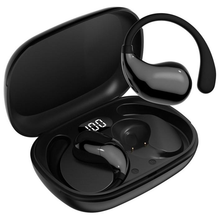 한정특가Wapik와피크 무선 블루투스 이어폰 R3 오픈형 귀걸이형 ENC고음질, 블랙