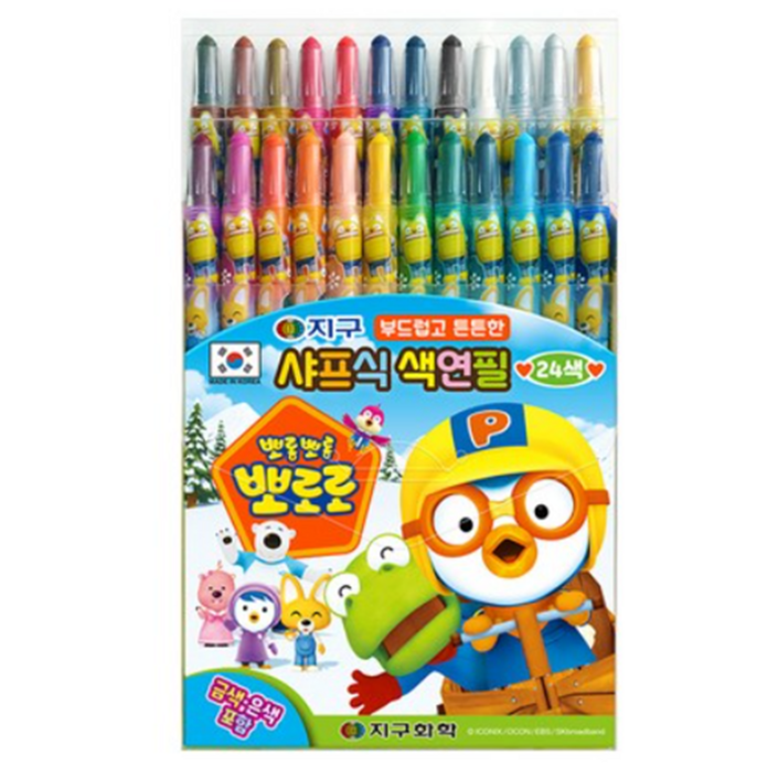 지구화학 뽀롱뽀롱뽀로로 지구 샤프식 색연필, 24색, 1개 지구화학 뽀롱뽀롱뽀로로 지구 샤프식 색연필, 24색, 1개