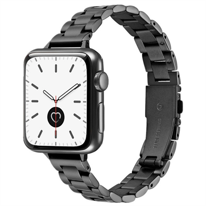 링고룸 애플워치 호환 슬림 메탈 스트랩 밴드, 블랙, 1개