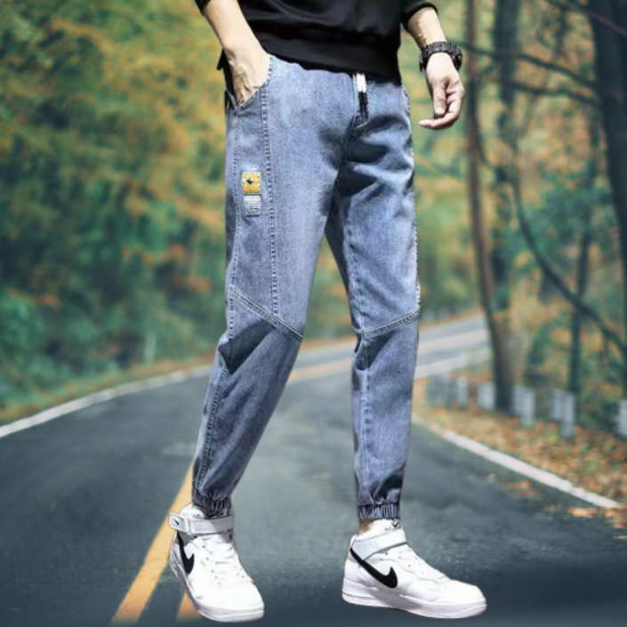 남성용 절개 라인 조거 청바지