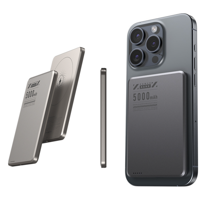 루비크 초슬림 초경량 보조배터리 맥세이프 호환 고속 유무선 충전 5000mAh 0.65cm, 퍼플 라벤더