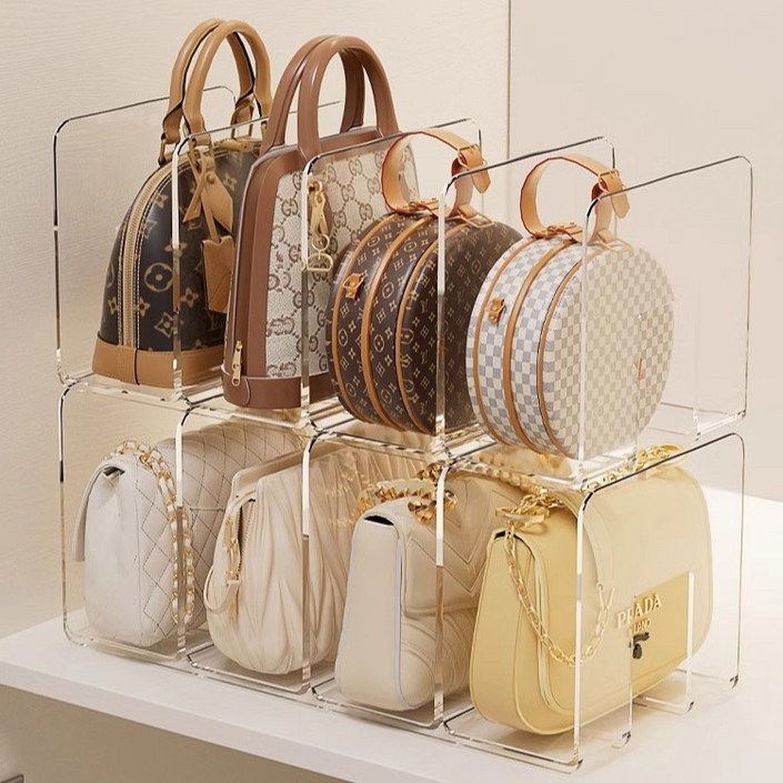 LareinaT 다용도 가방 정리대 간략하다 가방 정리함 수납함, 투명, 2개