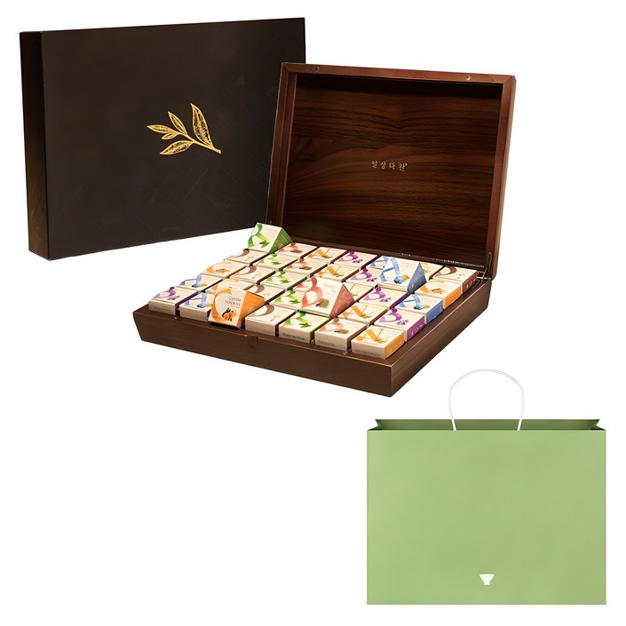 쌍계명차 큐브 우드 35p 선물세트, 전통차 7종  쇼핑백, 1세트