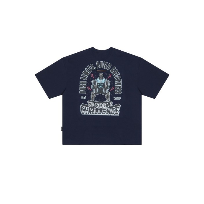 [챌린지] 에어스판메쉬 기능성 오버핏 반팔 티셔츠 딥네이비