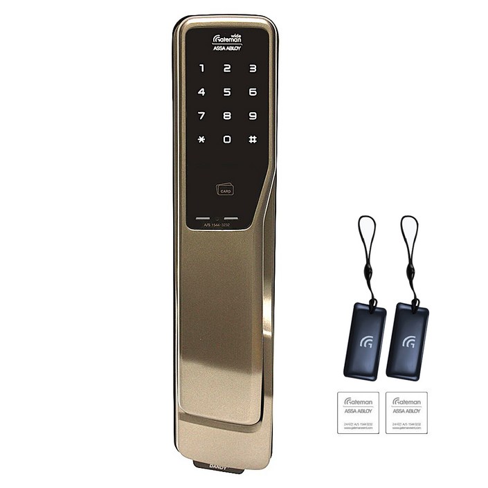 [전국설치] 게이트맨 댄디 푸시풀도어록 카드키4개+번호키 푸시바잠금(범죄예방효과) 내/외부강제잠금 허수기능 잔류지문방지 에티켓기능 3분락기능 현관문 디지털도어락, 방문설치, 게이트맨 댄디/전국설치(A지역)