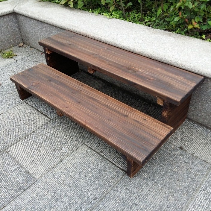 사무실발판 원목 발판 야외 2단 계단 디딤대 화분받침