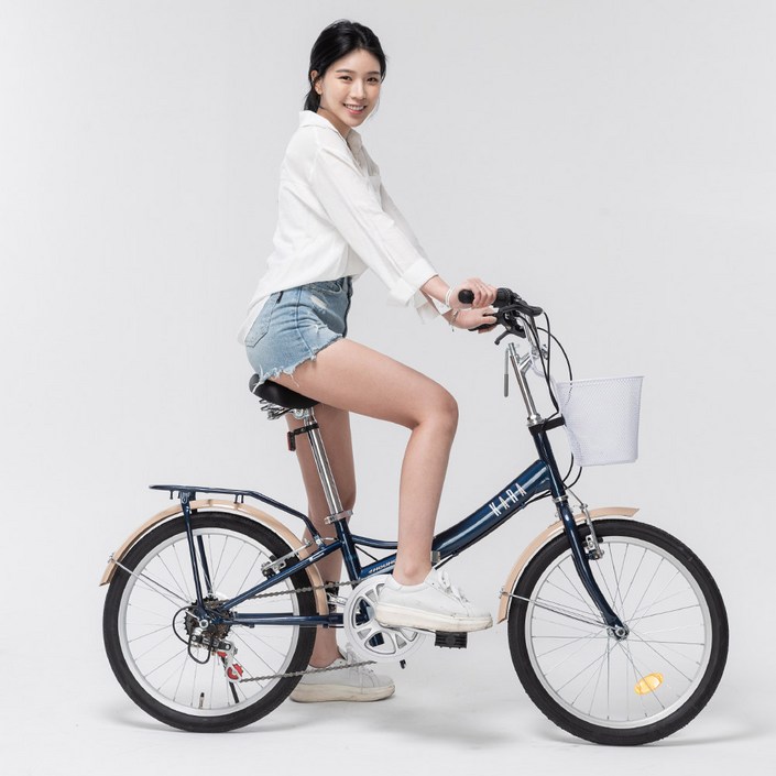 삼천리자전거 KARA 민트 미니벨로 20인치 접이식 접이형 바구니 미니 생활 접이식자전거 2021년형, 다크블루, 140cm, 1개