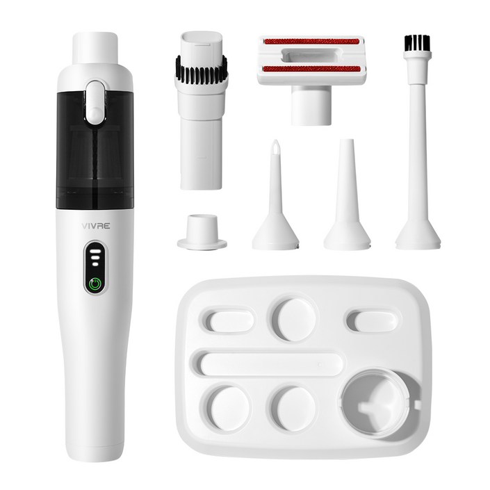 비브르 BLDC 무선 미니 핸디 청소기 차량용 강력 흡입 블로우, v10000, 화이트