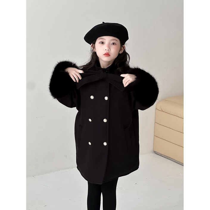 해피팡팡   겨울 여아  주니어까지 겨울 자켓 블랙 투버튼 코트   보브금장버튼블랙코트 100150호   주니어겨울자켓 여아 겨울 블랙 자켓 아동 겨울 주니어 여아 겨울코트
