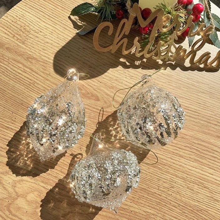 골드 큐빅볼 유리 오너먼트 크리스마스 트리장식 유리볼